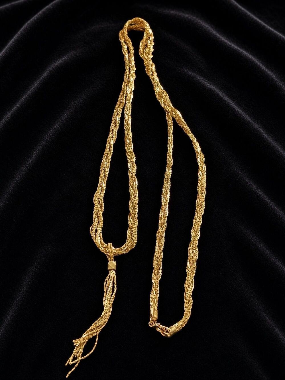 14k Gold Filled Long Braided Chain with Tassel